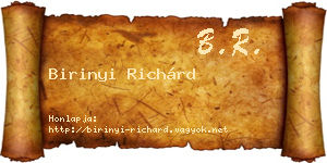Birinyi Richárd névjegykártya